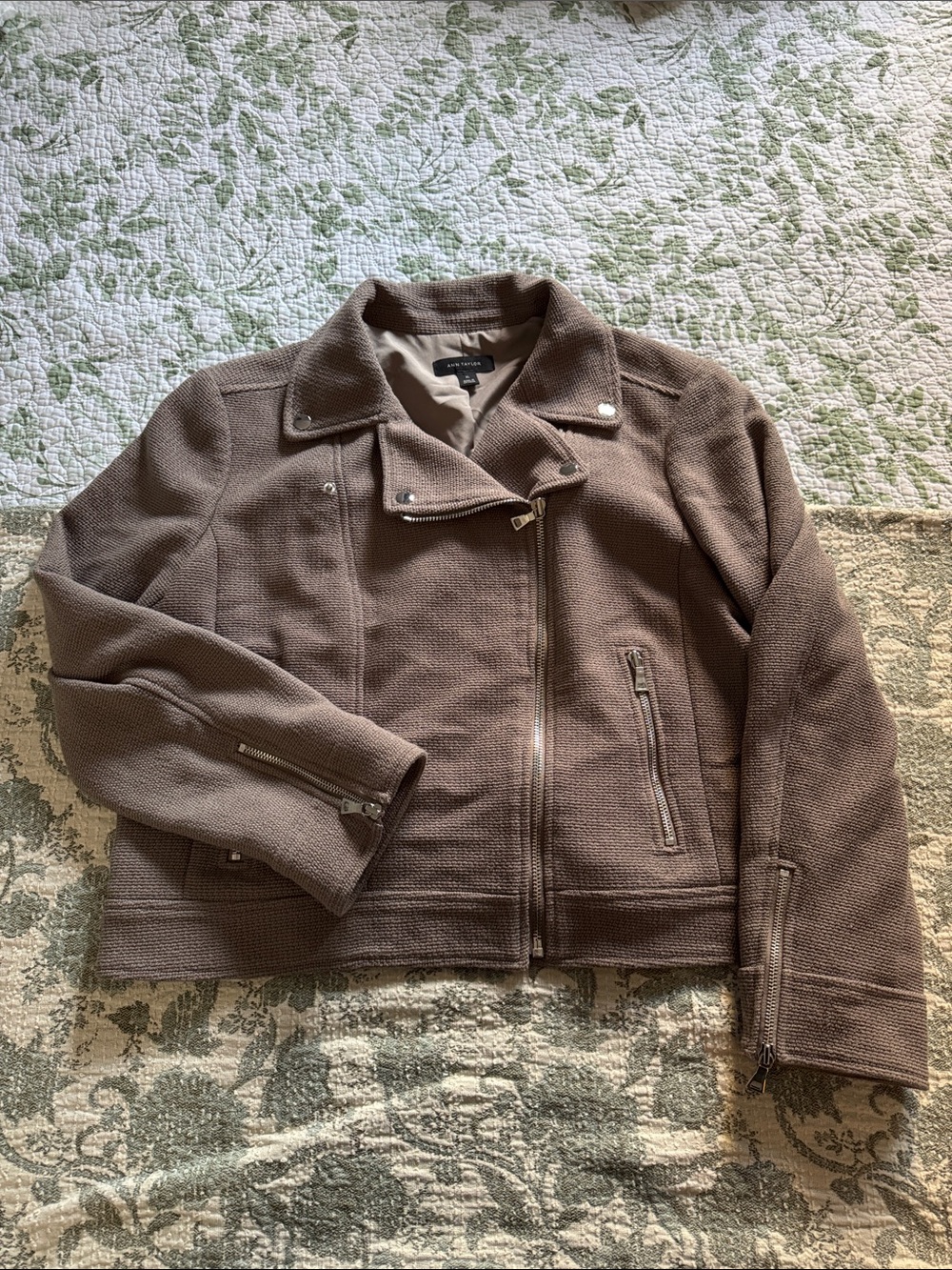 Ann Taylor Dusty Rose/Pink/Brown Textured Moto Jacket